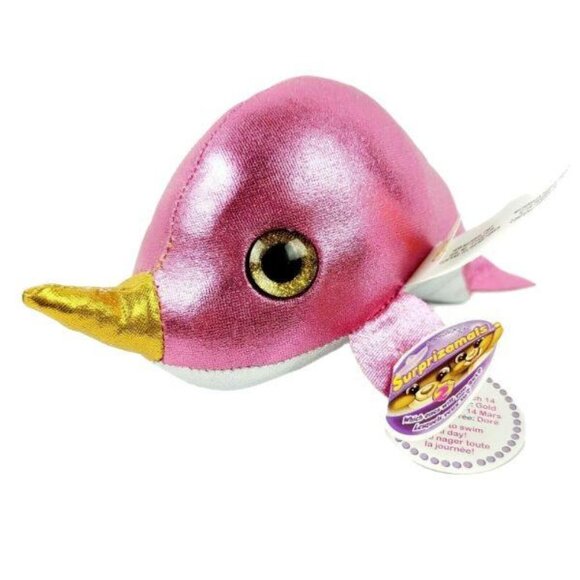 Suprizamals Baby Nadia Narwhal 7 in Plush Shiny Pink Stuffed Animal Series 2 Toy - Picture 2 of 10